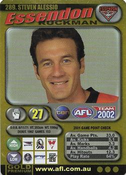 2002 Team Zone AFL Team - Gold #289 Stephen Alessio Front